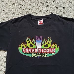 Vintage Grave Digger Monster Truck Racing Graphic Double Sided T Shirt